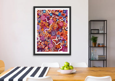 Country In Colour - Dark Pink -  Aboriginal Art Print By Leah Cummins I Heart Wall Art Australia 