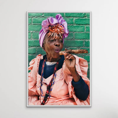 Cuban Cigar - Cuban Woman Smoking Cigar Photographic Print I Heart Wall Art Australia 