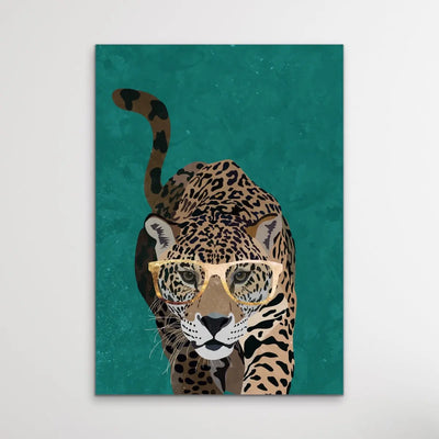 Curious Green Leopard -  Illustration by Sarah Manovski Available as a Canvas or Paper Print I Heart Wall Art Australia 