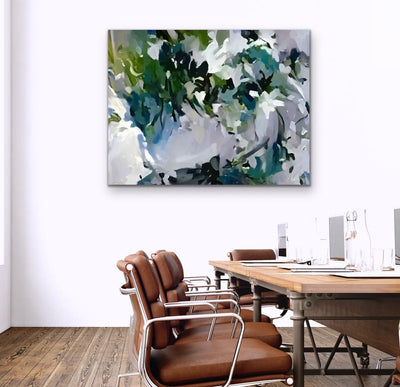 Dappled Lights In the Rainforest- Green and Blue Abstract Artwork Canvas Print by Edie Fogarty - I Heart Wall Art