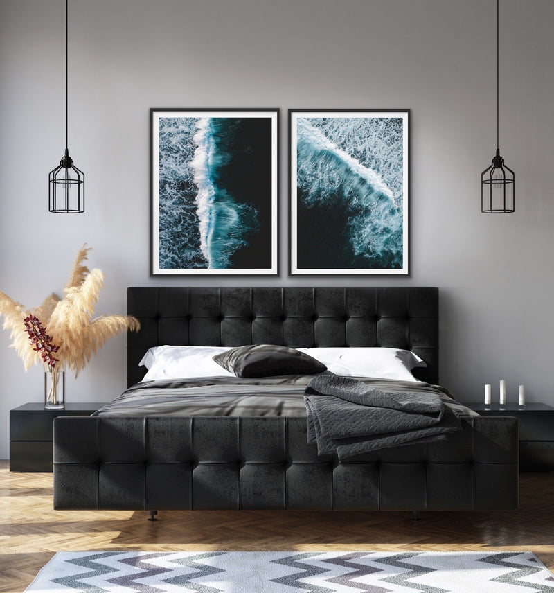 Dark Sea - Two Piece Ocean Wave Wall Art Photographic Artwork Diptych - I Heart Wall Art