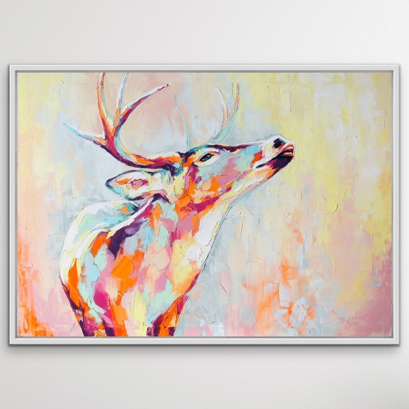 Deer - Colourful Deer Abstract Print On Canvas Or Paper - I Heart Wall Art