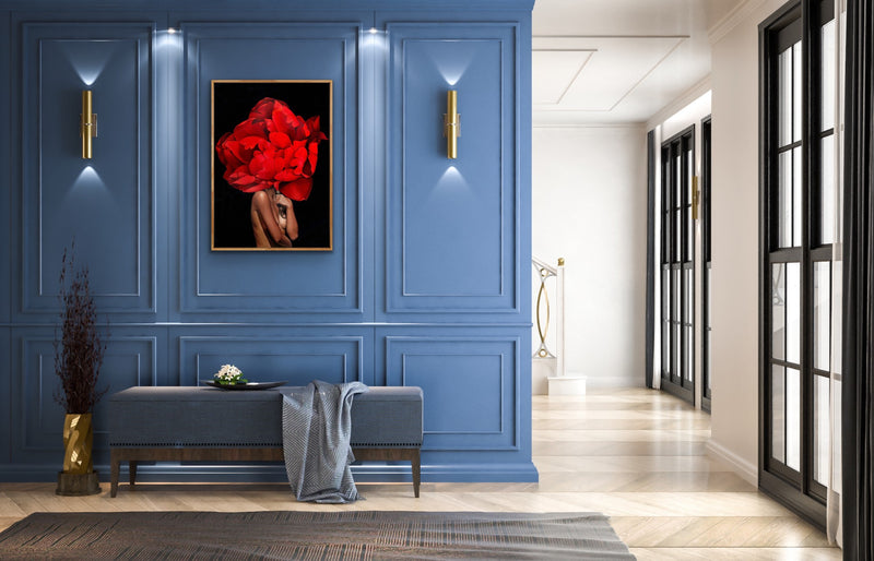 Denial - Woman with red flower wall art print - I Heart Wall Art