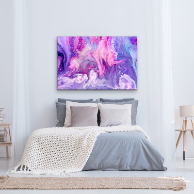 Explode- Abstract Pink and Purple Framed Canvas Print Wall Art - I Heart Wall Art