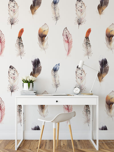 Featherweight - Feather Design Boho Peel and Stick Wallpaper I Heart Wall Art Australia 