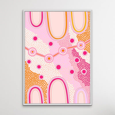 Female Journey- Pink - Aboriginal Art Print By Leah Cummins - I Heart Wall Art