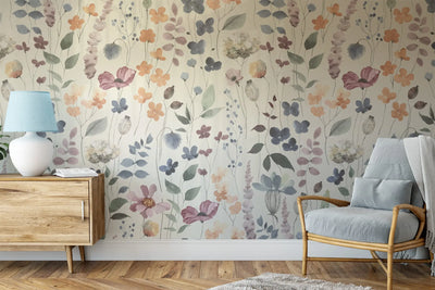 Floral Delight Wallpaper - Colourful Floral Watercolour Wallpaper - I Heart Wall Art