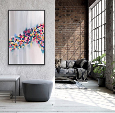 Flower Field - Abstract Floral Art Print Stretched Canvas Wall Art - I Heart Wall Art