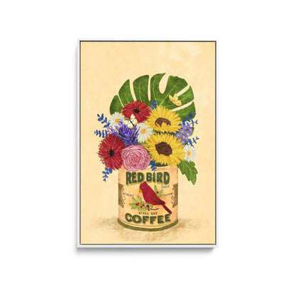 Flowers In a Vintage Coffee Can by Raissa Oltmanns - Stretched Canvas Print or Framed Fine Art Print - Artwork I Heart Wall Art Australia 
