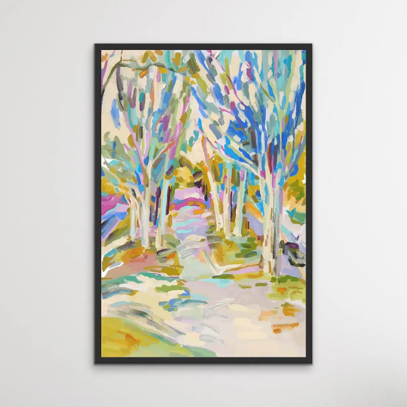 Forest Walk - Abstract Colourful Landscape Artwork in Soft Tones - I Heart Wall Art