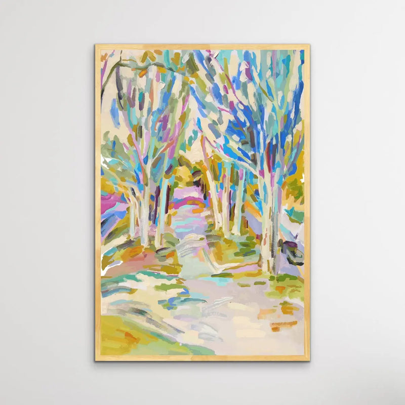 Forest Walk - Abstract Colourful Landscape Artwork in Soft Tones - I Heart Wall Art