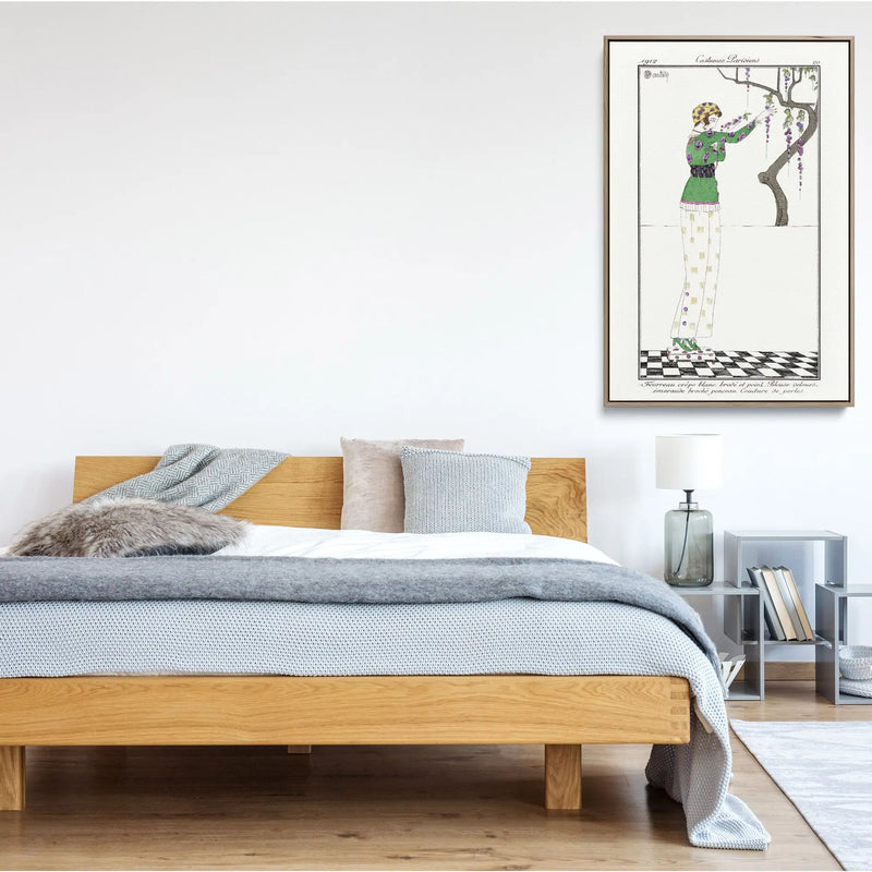 Fourreau crèpe blanc (1912) fashion plate by Charles Martin - Stretched Canvas Print or Framed Fine Art Print - Artwork I Heart Wall Art Australia 