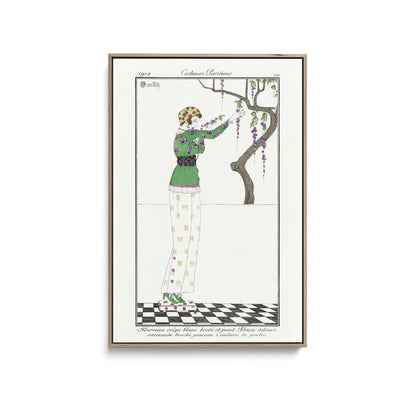 Fourreau crèpe blanc (1912) fashion plate by Charles Martin - Stretched Canvas Print or Framed Fine Art Print - Artwork I Heart Wall Art Australia 