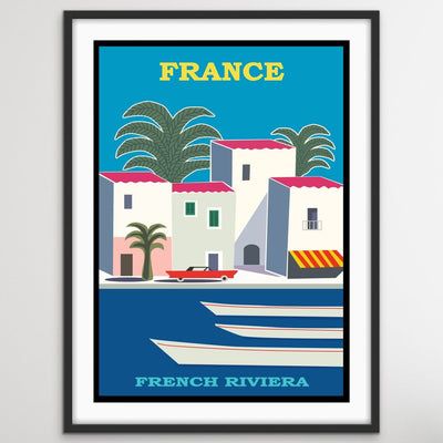 French Riviera Vintage Travel Poster - I Heart Wall Art