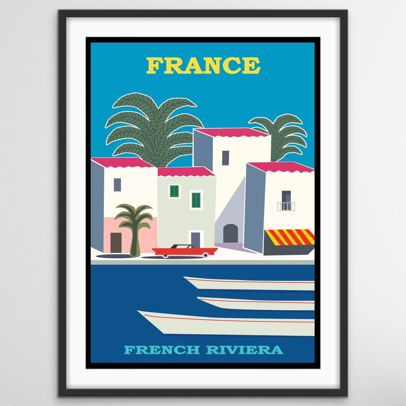 French Riviera Vintage Travel Poster - I Heart Wall Art