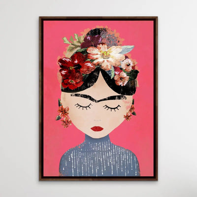 Frida In Pink - Colourful Frida Kahlo Illustration by TreeChild Available as a Canvas or Paper Print I Heart Wall Art Australia 