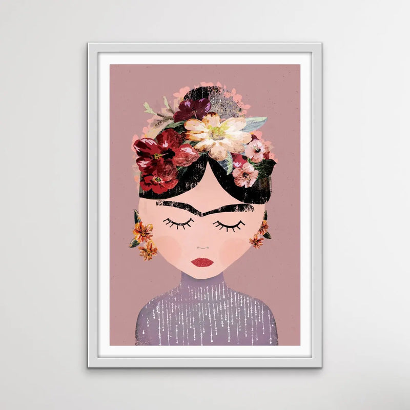 Frida (Pastel Version) - Colourful Frida Kahlo Illustration by TreeChild Available as a Canvas or Paper Print I Heart Wall Art Australia 