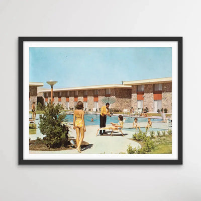 Friendliest Stop Sign On The Road - Vintage Motel Pool Print - I Heart Wall Art