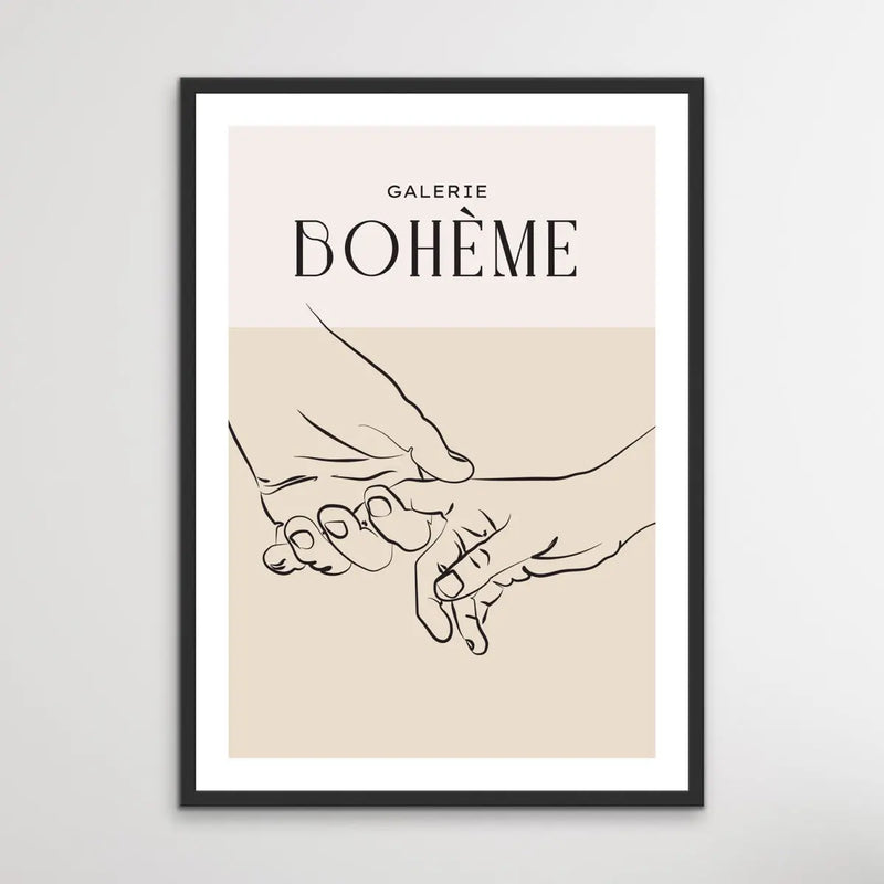Gallerie Boheme Childs Hand -  Minimalist Black and White Holding Hands Classic Art Print - I Heart Wall Art