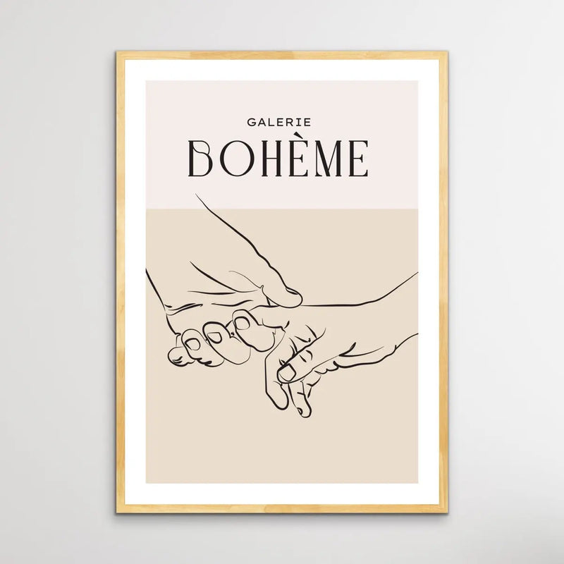 Gallerie Boheme Childs Hand -  Minimalist Black and White Holding Hands Classic Art Print - I Heart Wall Art