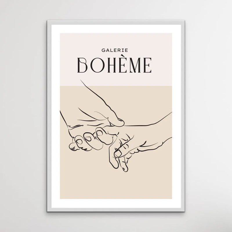 Gallerie Boheme Childs Hand -  Minimalist Black and White Holding Hands Classic Art Print - I Heart Wall Art