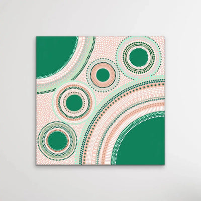 Gathering - Green - Aboriginal Art Print by Sherri Cummins - I Heart Wall Art