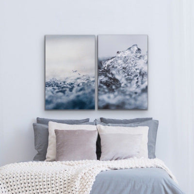 Gentle Ocean - Two Piece Water Waves Stretched Canvas Wall Art Diptych - I Heart Wall Art