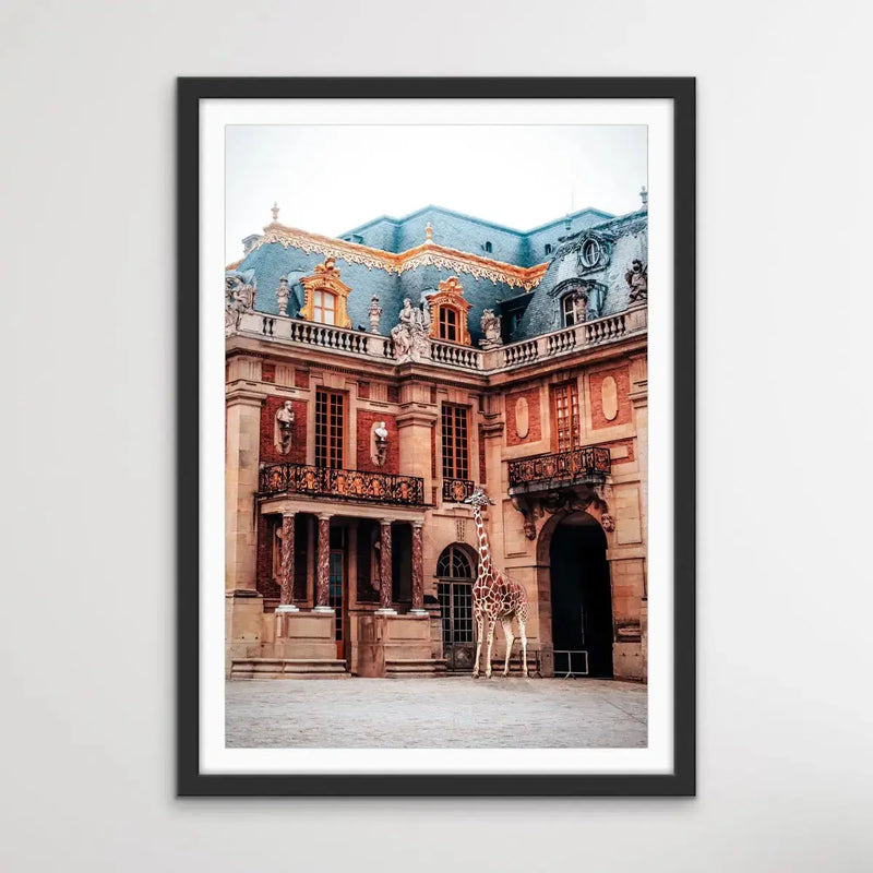 Giraffe At Versailles - Edited Photographic Print Showing Luxury Palace with Giraffe I Heart Wall Art Australia 