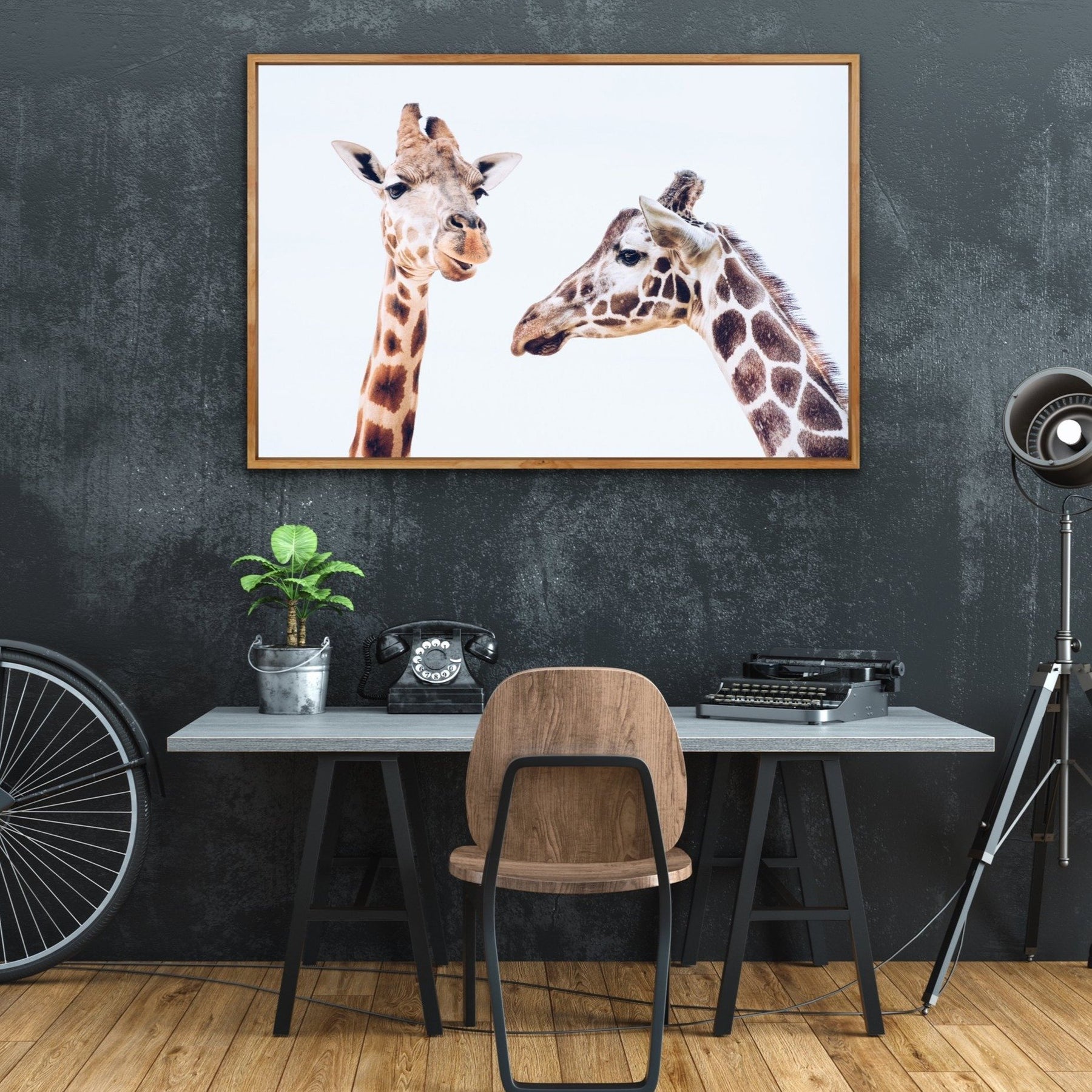 Giraffe Pair - Original Wall Art Print on Canvas Featuring Two Giraffes ...