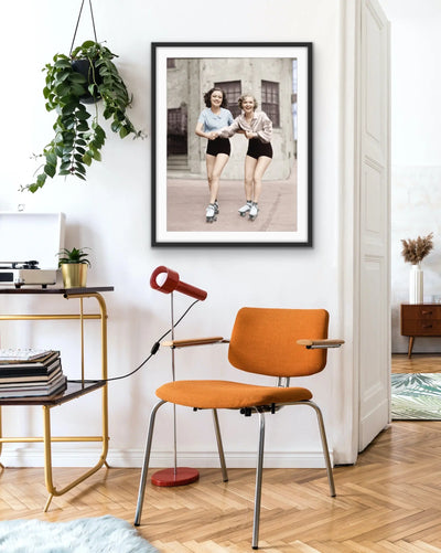 Girls On Skates - Vintage Photographic Print of Girls on Roller Skates - Canvas or Paper Print - I Heart Wall Art