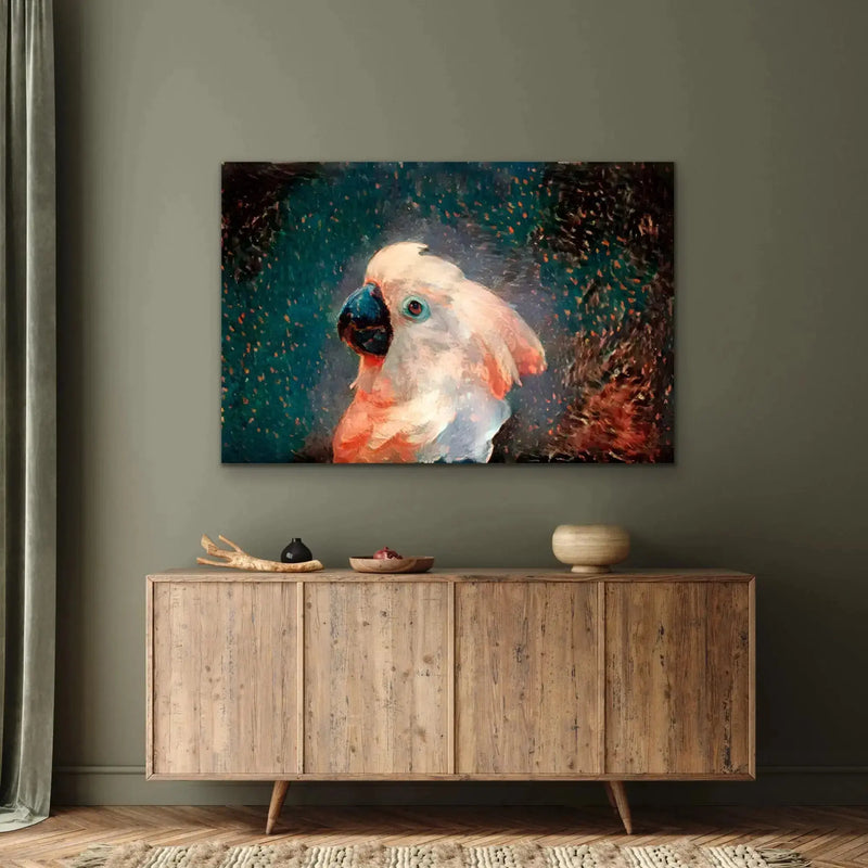 Glowing Cockatoo- Cockatoo Wall Art Print Stretched Canvas Wall Art In Style of Van Gogh I Heart Wall Art Australia 