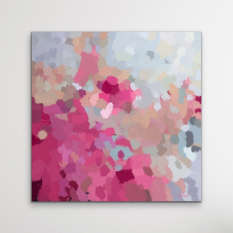Go Out And Play - Abstract Pink and Grey Landscape Canvas Art Print Wall Art - I Heart Wall Art