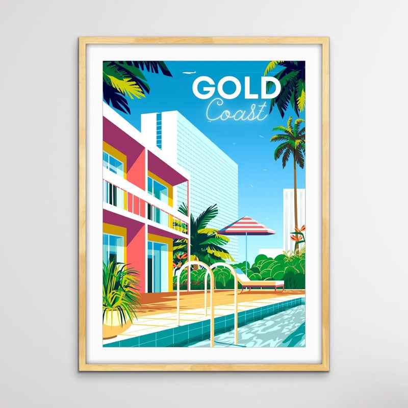 Gold Coast Resort - Vintage-Style Travel Poster - I Heart Wall Art