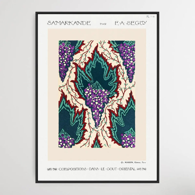 Grape Pattern Art 1914 by E. A. Séguy - I Heart Wall Art