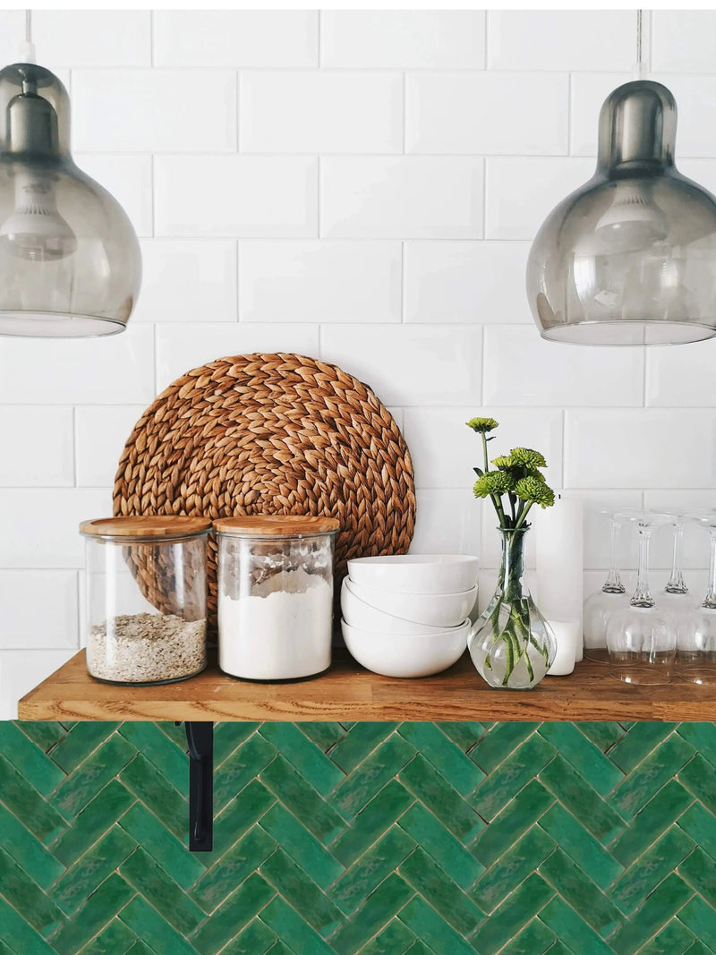 Green Herringbone Tile Wallpaper I Heart Wall Art Australia 