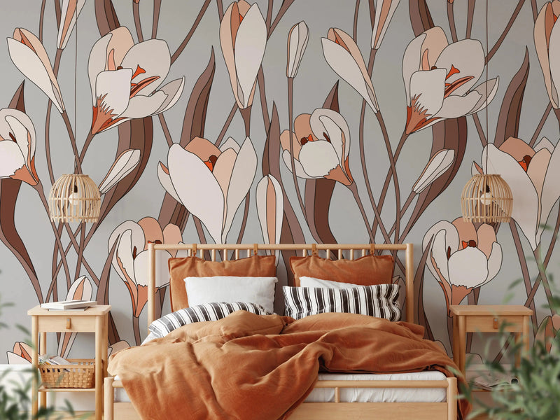 Grow Wild Wallpaper - Grey Floral Peel and Stick Removable Wallpaper I Heart Wall Art Australia