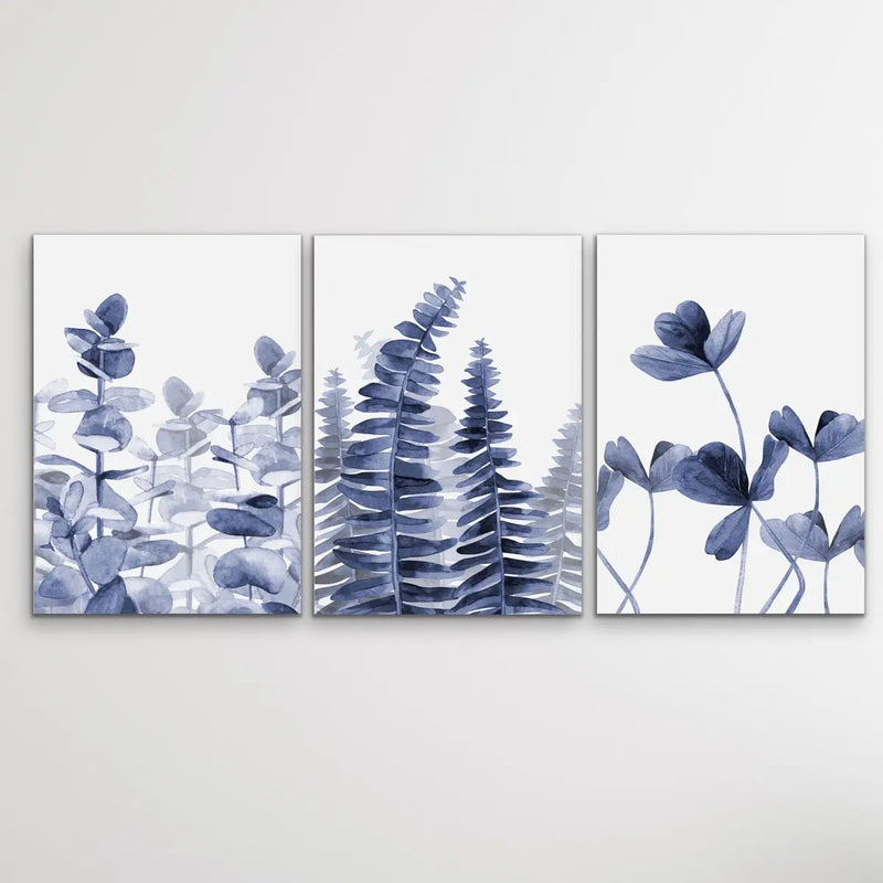 Hamptons Florals - Three Piece Blue Watercolour Original Hamptons Style Painting Set Triptych - I Heart Wall Art
