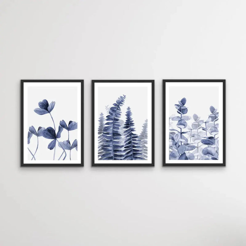 Hamptons Florals - Three Piece Blue Watercolour Original Hamptons Style Painting Set Triptych I Heart Wall Art Australia 