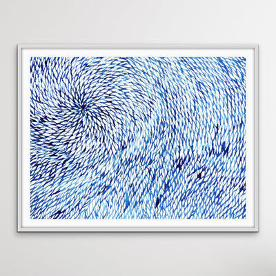 Hamptons Ship Coil – Blue White Ink Abstract Drawing of Coiled Rope I Heart Wall Art Australia 