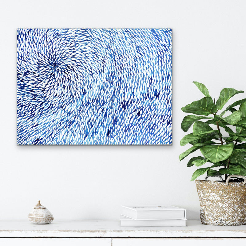 Hamptons Ship Coil – Blue White Ink Abstract Drawing of Coiled Rope - I Heart Wall Art
