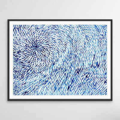 Hamptons Ship Coil – Blue White Ink Abstract Drawing of Coiled Rope - I Heart Wall Art
