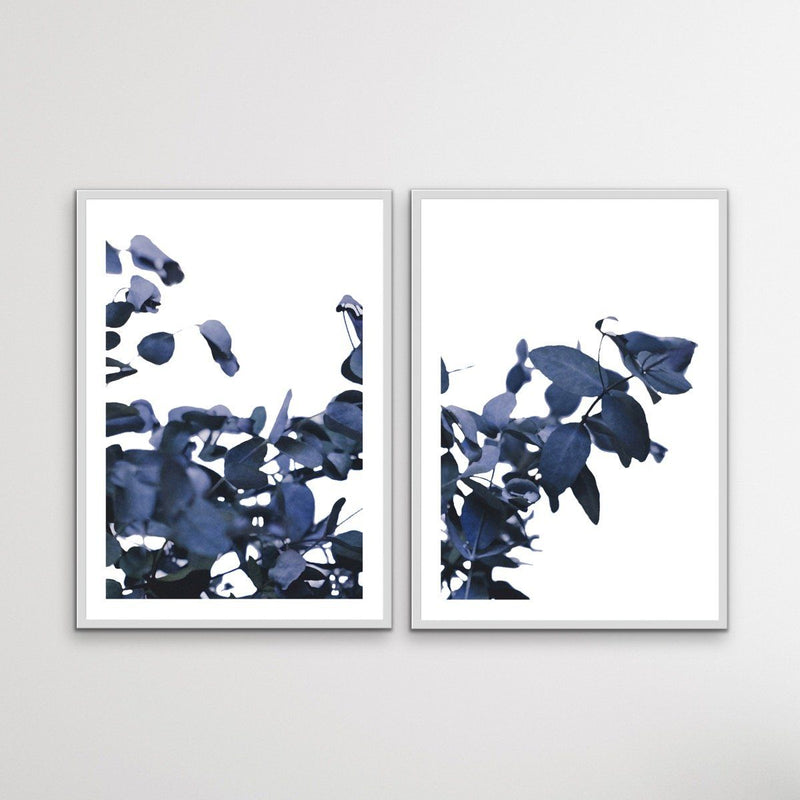 Hamptons ‘Ghostly Blue’ Eucalyptus Standard Two Piece Wall Art Print Diptych - I Heart Wall Art