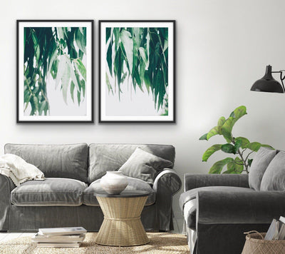 Hanging Branches - Two Piece Eucalyptus Photographic Gum Tree Australian Nature Print Set Diptych - I Heart Wall Art