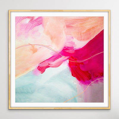 Harriet -Bright Pink and Peach Abstract Artwork - I Heart Wall Art