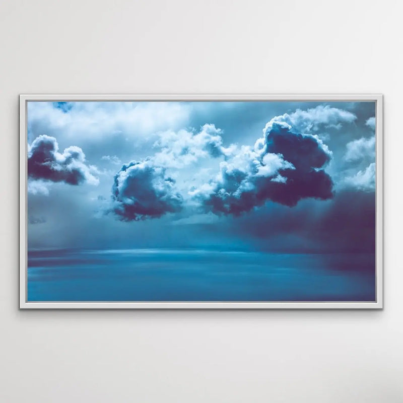 Heavy Clouds Blue Ocean Hamptons Coastal Sky Framed Canvas Print Wall Art Print - I Heart Wall Art