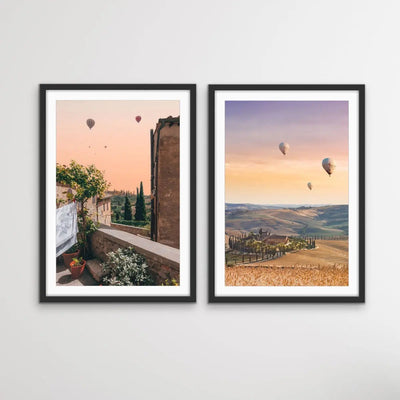 Hot Air Ballooning Over Tuscany - Two Piece Tuscany Italy Photographic Print Set Diptych I Heart Wall Art Australia 