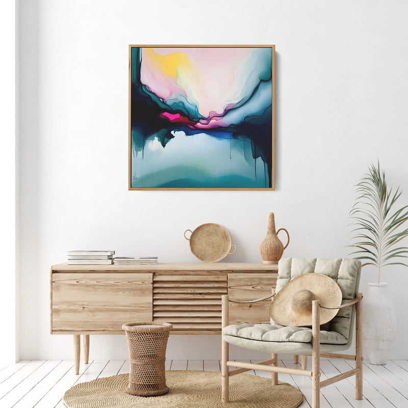 Into The Future - Blue and Pink Alcohol Ink - Stretched Canvas Canvas Print or Framed Art Print I Heart Wall Art Australia 