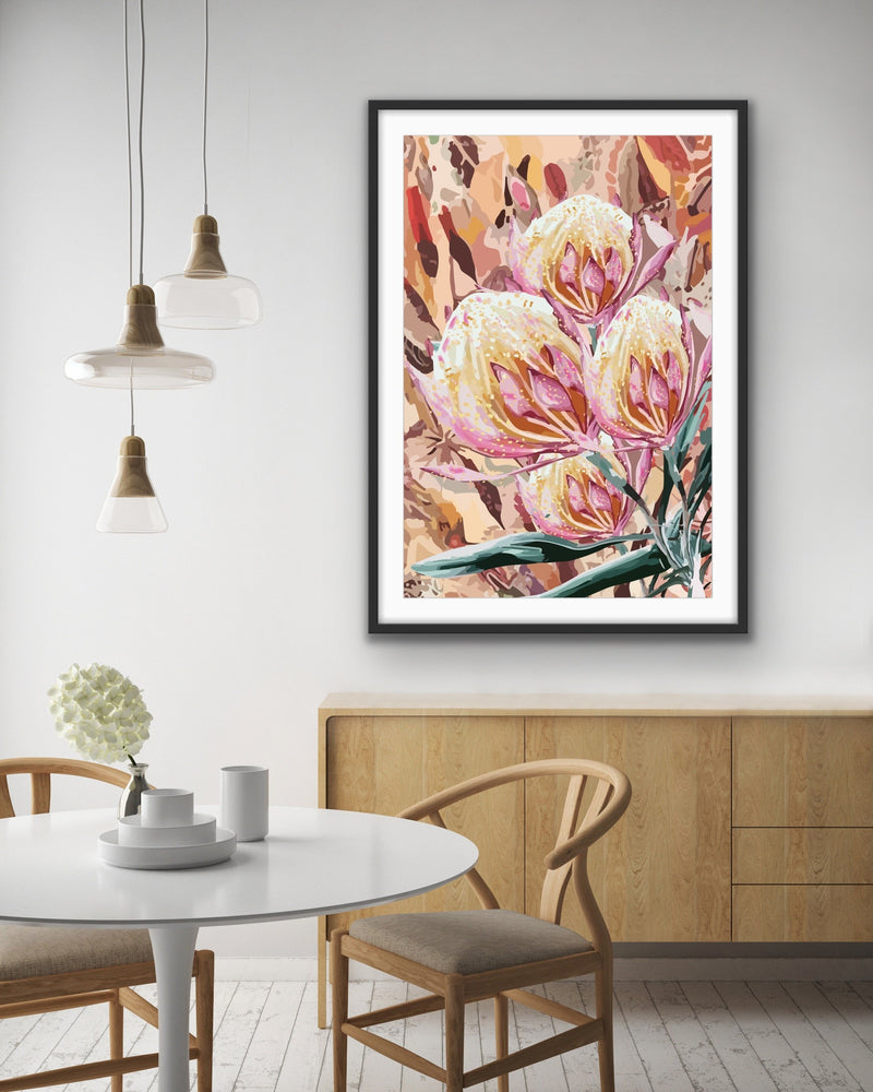 Joy - Abstract Australian Native Pink Yellow Boho Floral Original Artwork Canvas Print - I Heart Wall Art