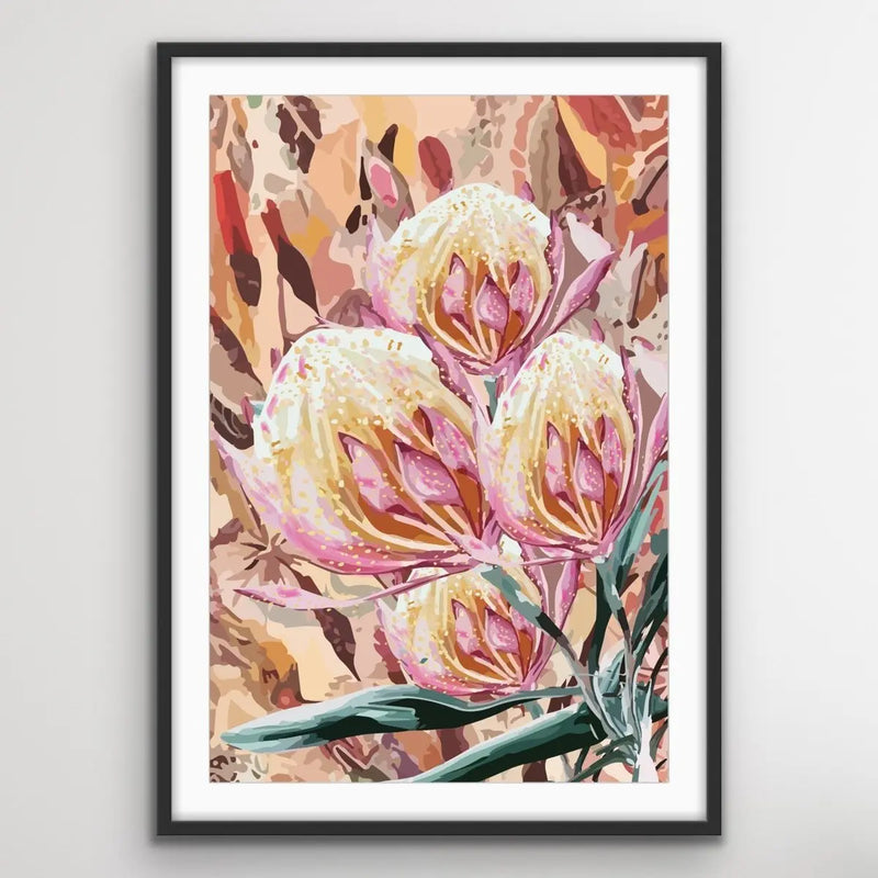 Joy - Abstract Australian Native Pink Yellow Boho Floral Original Artwork Canvas Print I Heart Wall Art Australia 