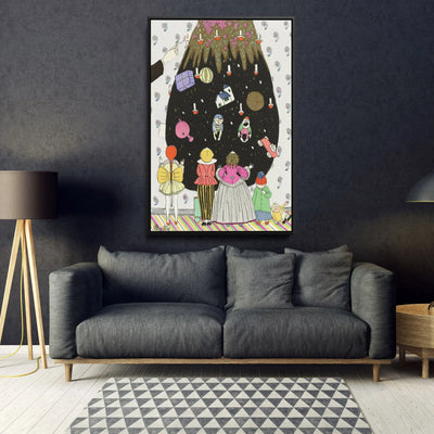 L'Arbre Merveilleux - Costumes d'enfants pour Nöel (1914) by Charles Martin. Original from The Rijksmuseum by Charles Martin - Stretched Canvas Print or Framed Fine Art Print - Artwork I Heart Wall Art Australia 